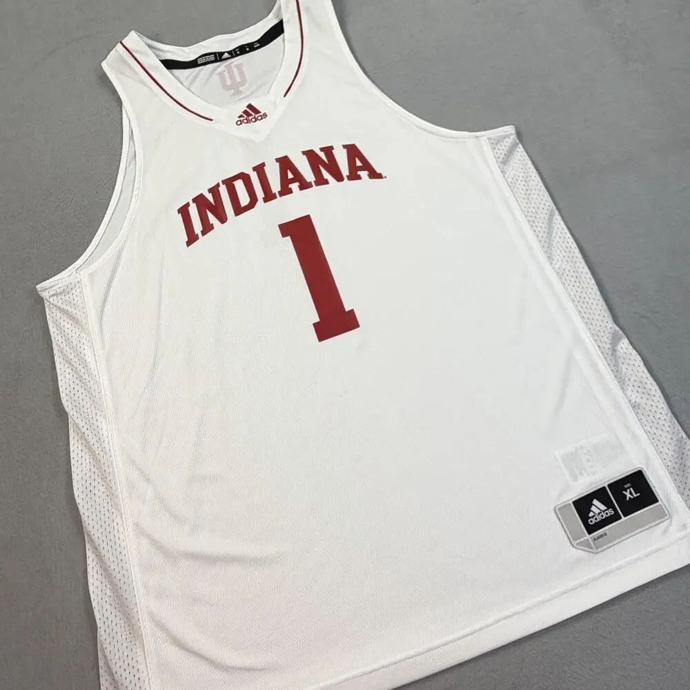Indiana Hoosiers Jersey Mens XL White NCAA Basketball Adidas #1 IU